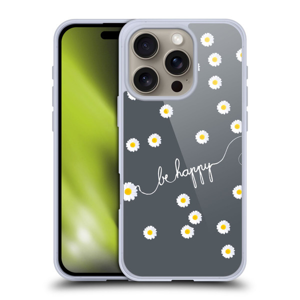 Monika Strigel Happy Daisy Grey Soft Gel Case for Apple iPhone 16 Pro