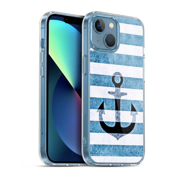 Monika Strigel Vintage Anchors Indigo Soft Gel Case for Apple iPhone 13 Mini & MagSafe