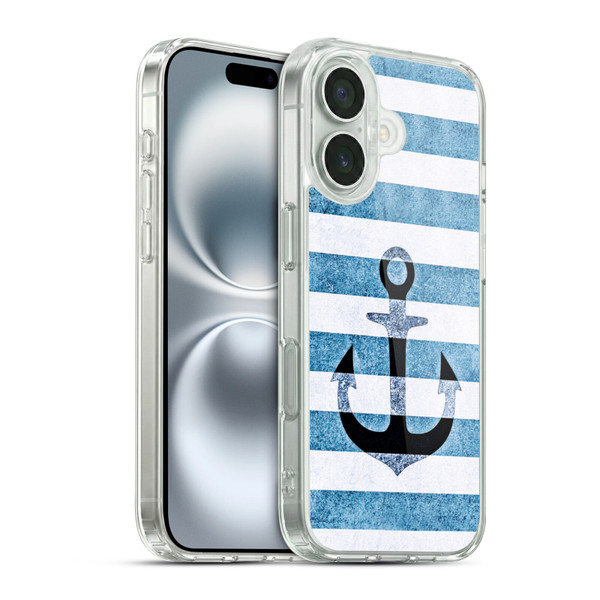 Monika Strigel Vintage Anchors Indigo Soft Gel Case for Apple iPhone 16 & MagSafe