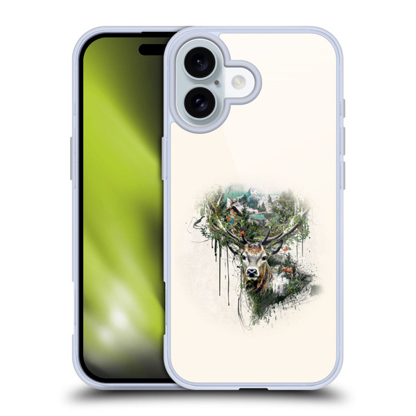 Riza Peker Animal Abstract Deer Wilderness Soft Gel Case for Apple iPhone 16