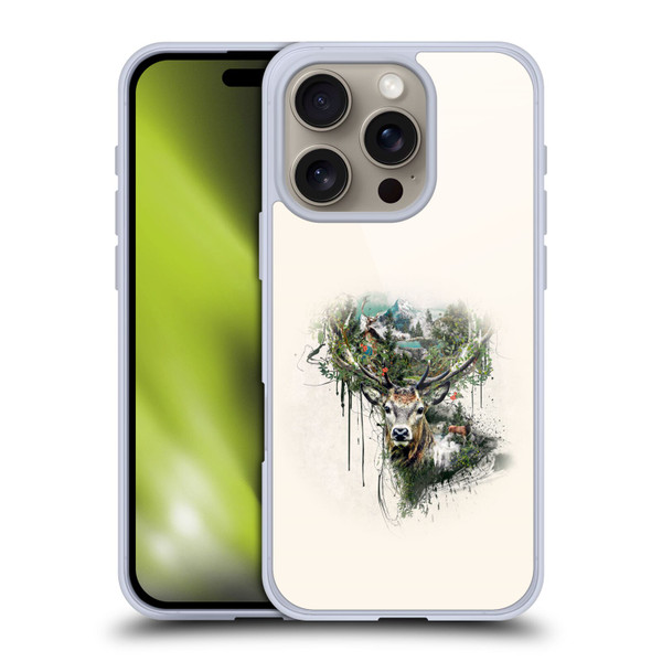 Riza Peker Animal Abstract Deer Wilderness Soft Gel Case for Apple iPhone 16 Pro