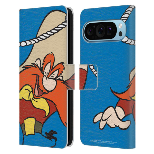 Looney Tunes Characters Yosemite Sam Leather Book Wallet Case Cover For Google Pixel 9 / Pixel 9 Pro