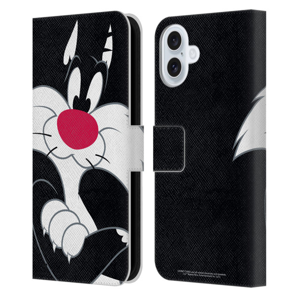 Looney Tunes Characters Sylvester The Cat Leather Book Wallet Case Cover For Apple iPhone 16 Plus