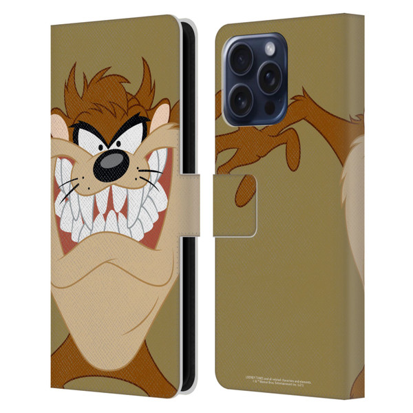 Looney Tunes Characters Tasmanian Devil Leather Book Wallet Case Cover For Apple iPhone 16 Pro Max