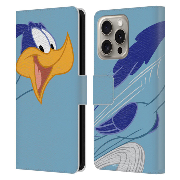 Looney Tunes Characters Road Runner Leather Book Wallet Case Cover For Apple iPhone 16 Pro