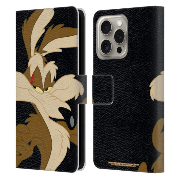 Looney Tunes Characters Wile E. Coyote Leather Book Wallet Case Cover For Apple iPhone 16 Pro