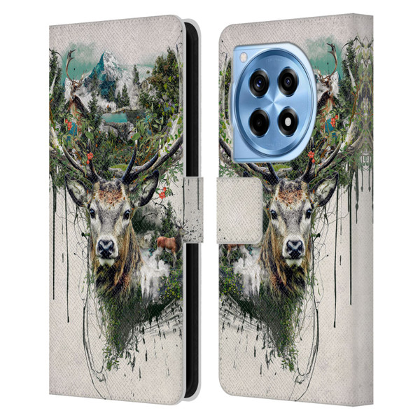Riza Peker Animal Abstract Deer Wilderness Leather Book Wallet Case Cover For OnePlus 12R