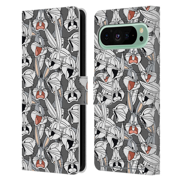 Looney Tunes Patterns Bugs Bunny Leather Book Wallet Case Cover For Google Pixel 9 Pro XL