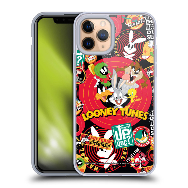Looney Tunes Graphics and Characters Sticker Collage Soft Gel Case for Apple iPhone 11 Pro