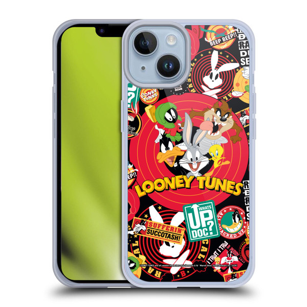 Looney Tunes Graphics and Characters Sticker Collage Soft Gel Case for Apple iPhone 14