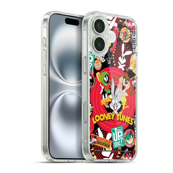 Looney Tunes Graphics and Characters Sticker Collage Soft Gel Case for Apple iPhone 16 Plus & MagSafe