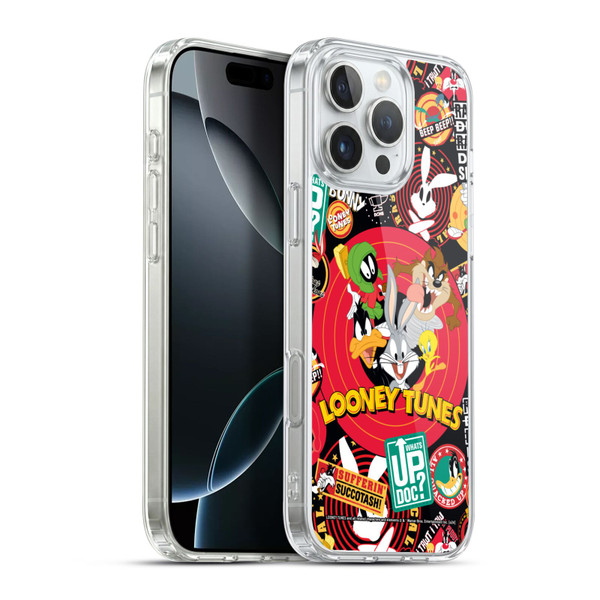 Looney Tunes Graphics and Characters Sticker Collage Soft Gel Case for Apple iPhone 16 Pro Max & MagSafe
