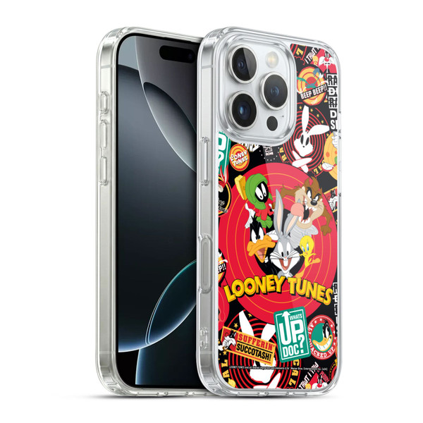 Looney Tunes Graphics and Characters Sticker Collage Soft Gel Case for Apple iPhone 16 Pro & MagSafe