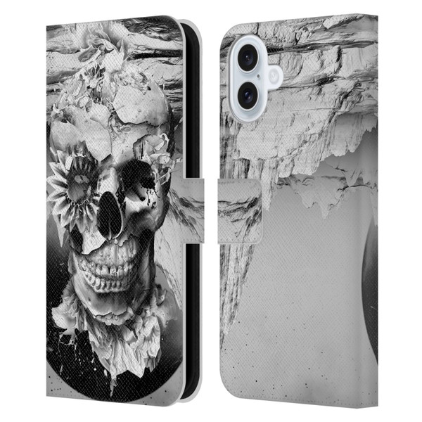 Riza Peker Skulls 6 Black And White 2 Leather Book Wallet Case Cover For Apple iPhone 16 Plus