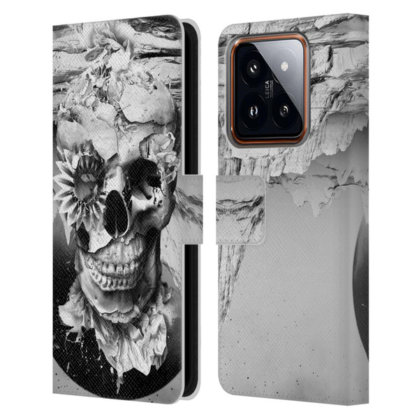 Riza Peker Skulls 6 Black And White 2 Leather Book Wallet Case Cover For Xiaomi 14