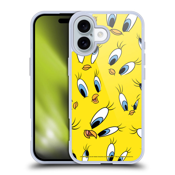 Looney Tunes Patterns Tweety Soft Gel Case for Apple iPhone 16