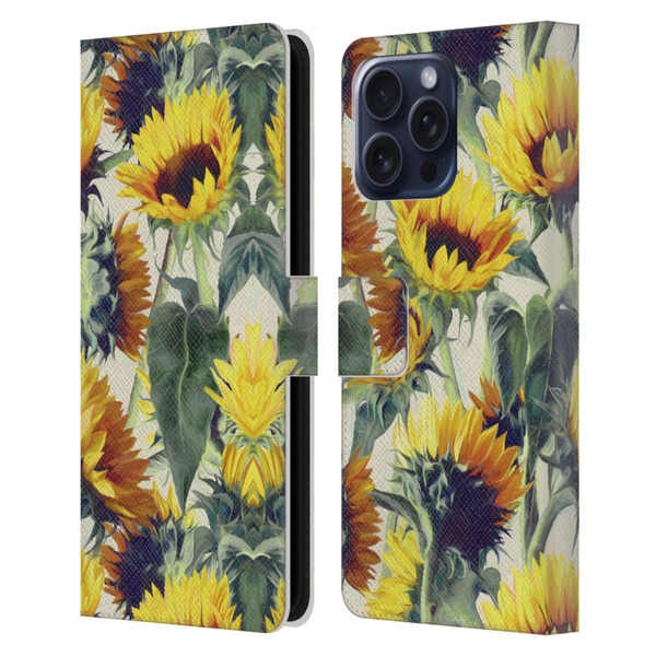 Micklyn Le Feuvre Florals Sunflowers Forever Leather Book Wallet Case Cover For Apple iPhone 16 Pro Max