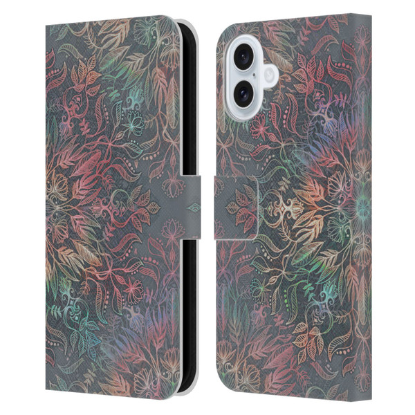 Micklyn Le Feuvre Floral Patterns Winter Sunset Mandala Leather Book Wallet Case Cover For Apple iPhone 16 Plus