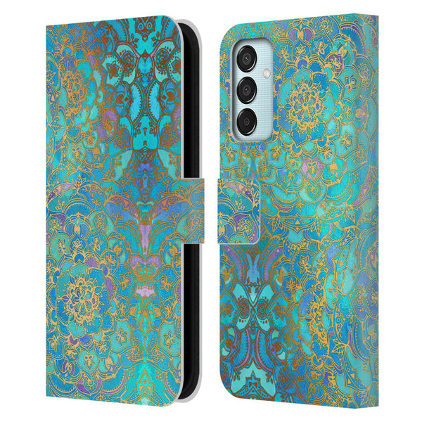 Micklyn Le Feuvre Mandala Sapphire and Jade Leather Book Wallet Case Cover For Samsung Galaxy M15/F15 5G