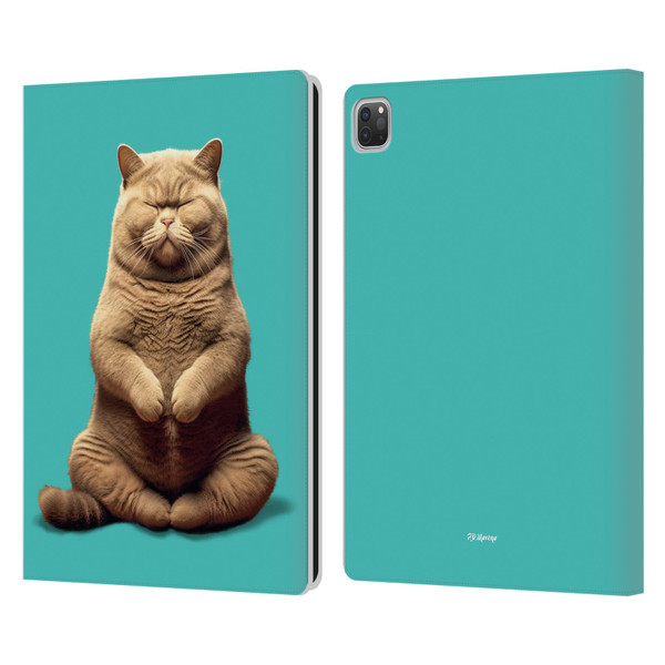 P.D. Moreno Furry Fun Artwork Sitting Cat Leather Book Wallet Case Cover For Apple iPad Pro 13 M4 2024