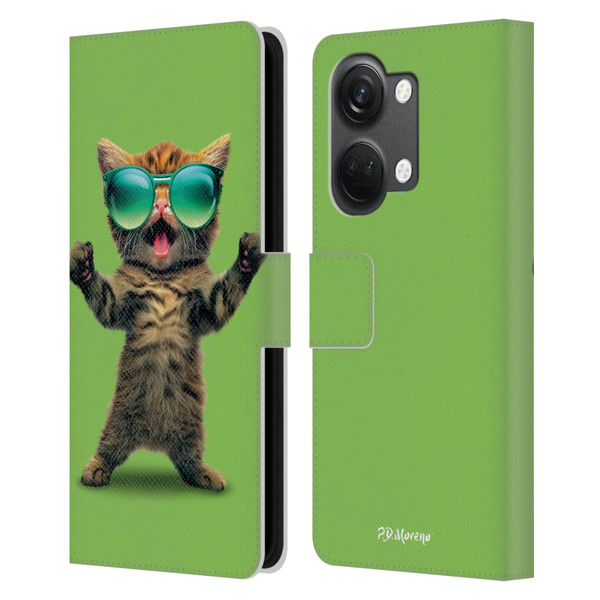 P.D. Moreno Furry Fun Artwork Cat Sunglasses Leather Book Wallet Case Cover For OnePlus Nord 3 5G