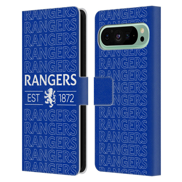 Rangers FC Crest Typography Leather Book Wallet Case Cover For Google Pixel 9 Pro XL