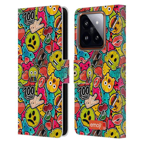 emoji® Graffiti Colours Leather Book Wallet Case Cover For Xiaomi 14