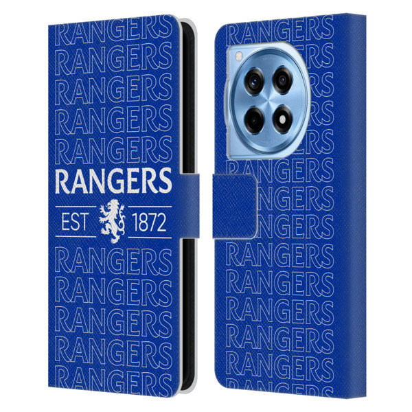 Rangers FC Crest Typography Leather Book Wallet Case Cover For OnePlus 12R