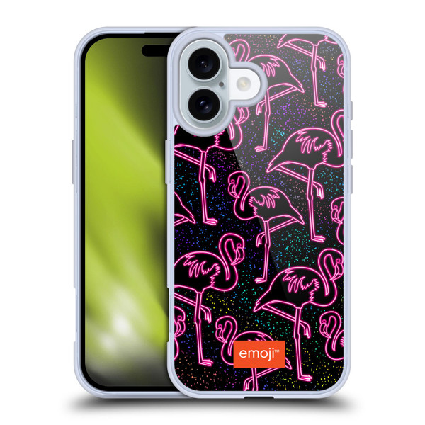 emoji® Neon Flamingo Soft Gel Case for Apple iPhone 16