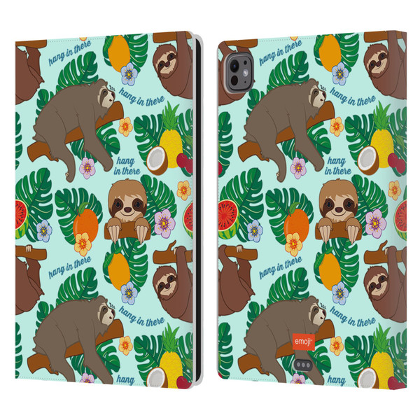 emoji® Sloth Tropical Leather Book Wallet Case Cover For Apple iPad Pro 11 M4 2024