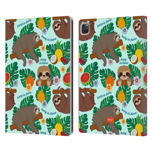 emoji® Sloth Tropical Leather Book Wallet Case Cover For Apple iPad Pro 13 M4 2024
