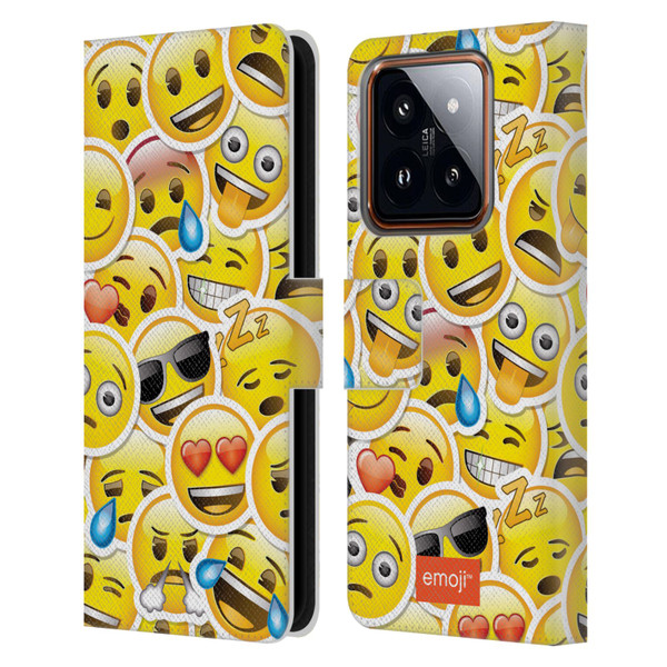 emoji® Smileys Stickers Leather Book Wallet Case Cover For Xiaomi 14
