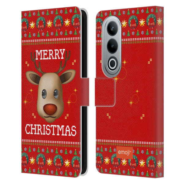 emoji® Ugly Christmas Reindeer Leather Book Wallet Case Cover For OPPO OnePlus Ace 3V 5G