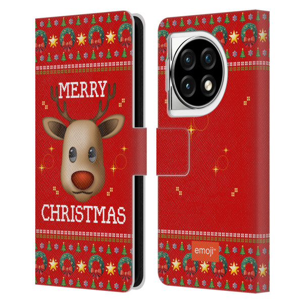 emoji® Ugly Christmas Reindeer Leather Book Wallet Case Cover For OPPO OnePlus Ace 3 5G