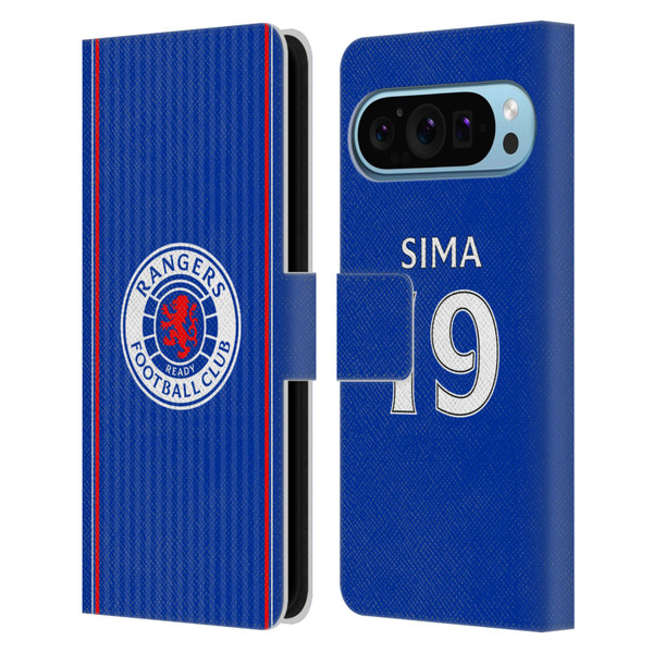 Rangers FC 2023/24 Players Home Kit Abdallah Sima Leather Book Wallet Case Cover For Google Pixel 9 / Pixel 9 Pro