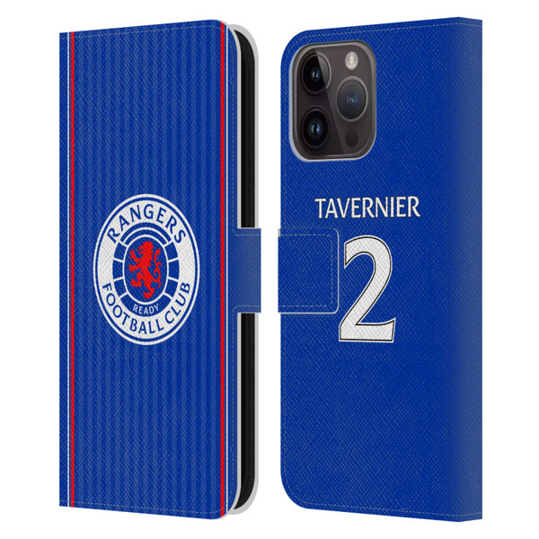 Rangers FC 2023/24 Players Home Kit James Tavernier Leather Book Wallet Case Cover For Apple iPhone 15 Pro Max