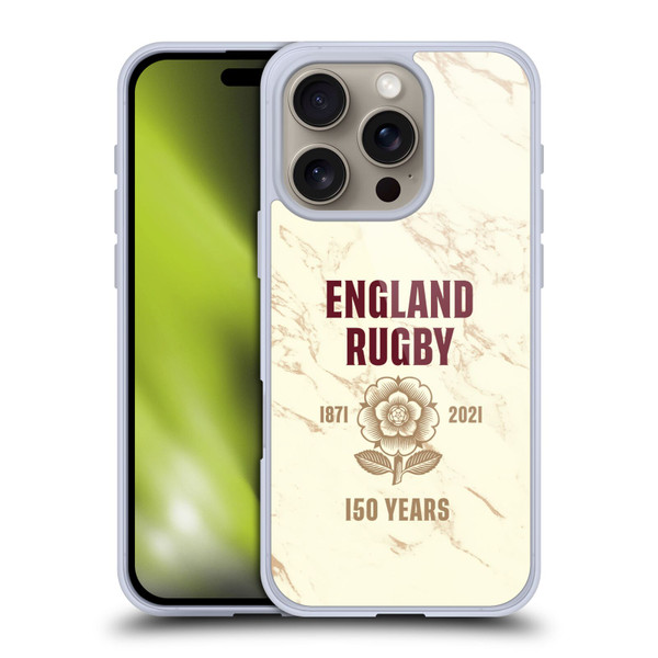 England Rugby Union 150th Anniversary Marble Soft Gel Case for Apple iPhone 16 Pro