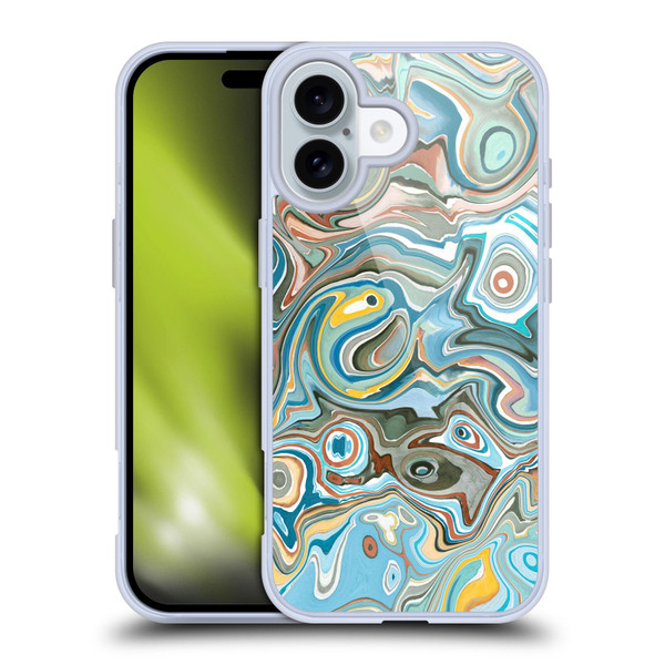 Ninola Abstract 3 Blue Mineral Agates Soft Gel Case for Apple iPhone 16