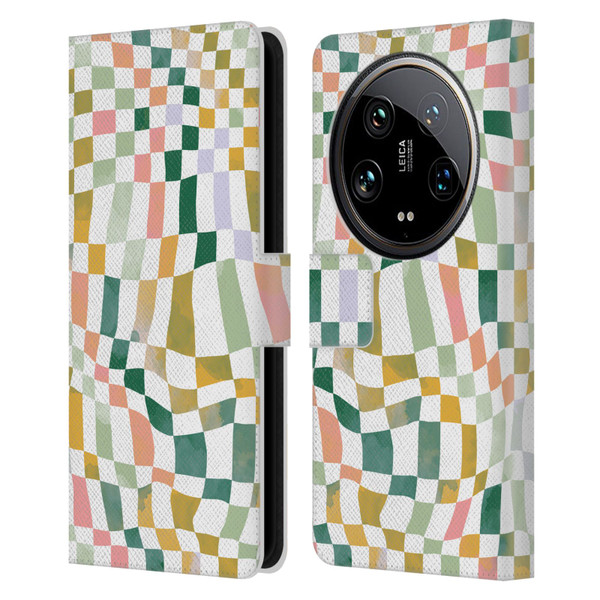 Ninola Checker Pattern Nostalgic Squares Leather Book Wallet Case Cover For Xiaomi 14 Ultra