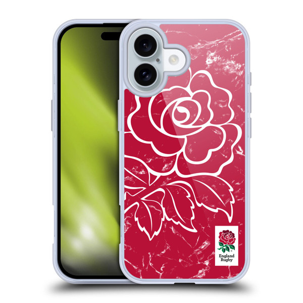 England Rugby Union Marble Red Soft Gel Case for Apple iPhone 16
