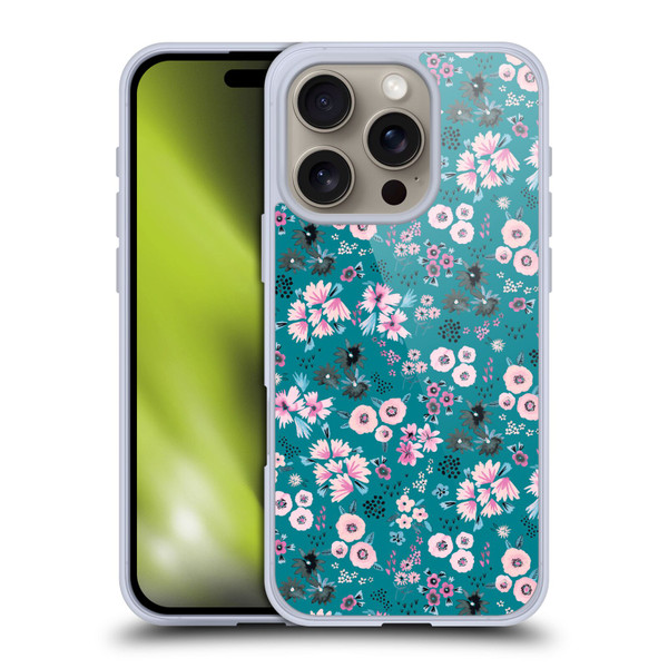 Ninola Floral Patterns Little Dark Turquoise Soft Gel Case for Apple iPhone 16 Pro