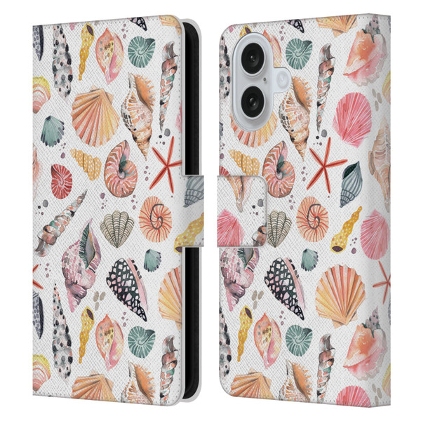 Ninola Ocean Sea Shells Leather Book Wallet Case Cover For Apple iPhone 16