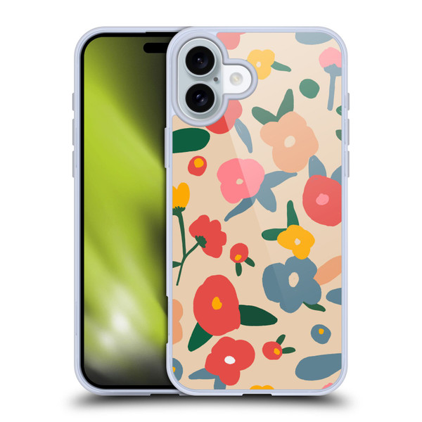 Ninola Nature Bold Scandi Flowers Soft Gel Case for Apple iPhone 16 Plus