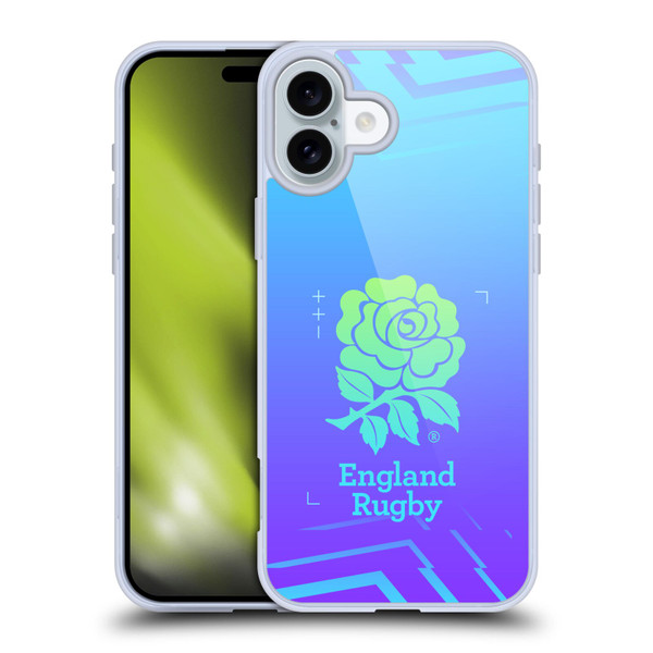 England Rugby Union This Rose Means Everything Logo in Purple Soft Gel Case for Apple iPhone 16 Plus