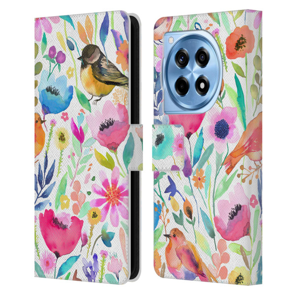 Ninola Summer Patterns Whimsical Birds Leather Book Wallet Case Cover For OnePlus 12R