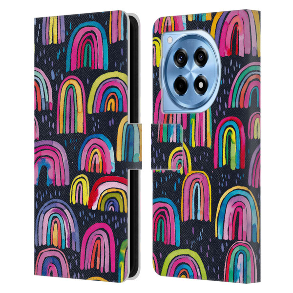 Ninola Summer Patterns Rainbows Navy Leather Book Wallet Case Cover For OnePlus 12R