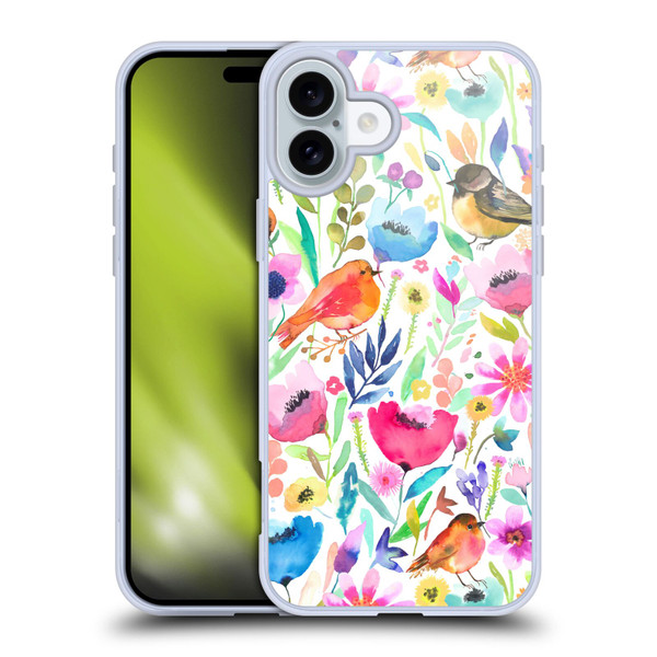 Ninola Summer Patterns Whimsical Birds Soft Gel Case for Apple iPhone 16 Plus