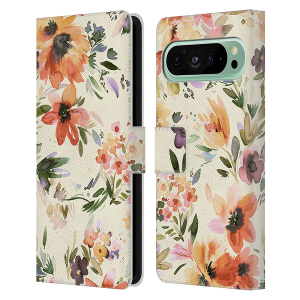 Ninola Spring Floral Painterly Flowers Leather Book Wallet Case Cover For Google Pixel 9 Pro XL
