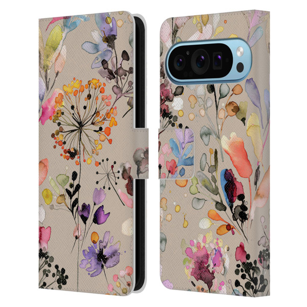 Ninola Wild Grasses Beige Leather Book Wallet Case Cover For Google Pixel 9 / Pixel 9 Pro