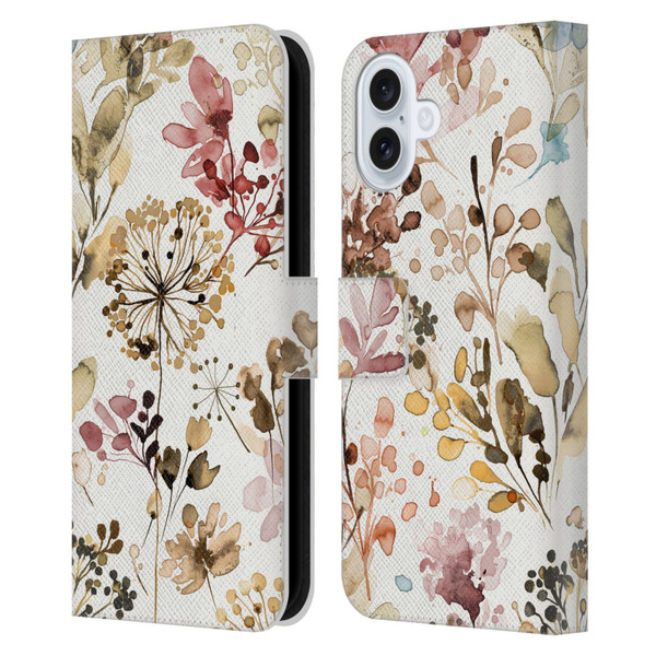 Ninola Wild Grasses Rustic Leather Book Wallet Case Cover For Apple iPhone 16 Plus